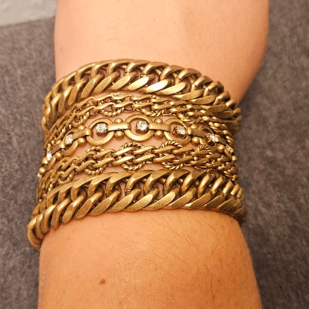Juicy Couture Gold Multi Chain Rhinestone Statement Bracelet Rare Y2K